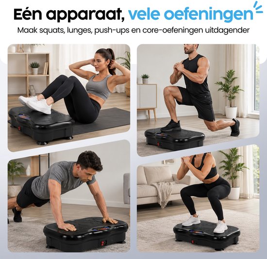 Infinity Goods Trilplaat Premium - Trilplaat Fitness - Inclusief Weerstandsbanden En Handvatten - Powerplate - 5 Tainingsprogramma’s - 99 Snelheidsniveaus - Bluetooth Muziek - Zwart