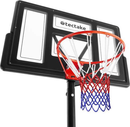 tectake® - Basketbalstandaard 230-305cm basketbalring basketbalsysteem met wielen - incl. bal en pomp