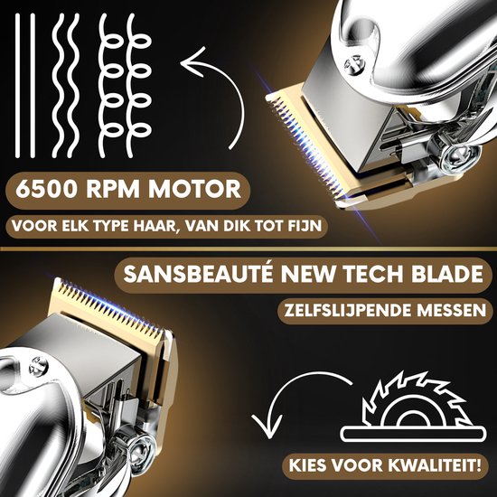Professionele Draadloze Tondeuse – Haar- & Baardtrimmer – Barber Clipper – Kappersset