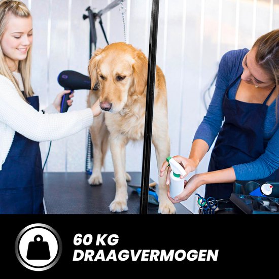 Animali Trimtafel - Trimtafel voor honden/katten - Hondentrimtafel - Inklapbaar - Aanlijnoptie - Opbergmand - 80KG draagvermogen - Zwart