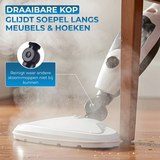Powell Stoomreiniger - Handstoomreiniger - 2 in 1 - Tapijtreiniger - Stoomreiniger Vloer - Inclusief 10 opzetstukken - 240 V - 1300 W - Zwart/Wit