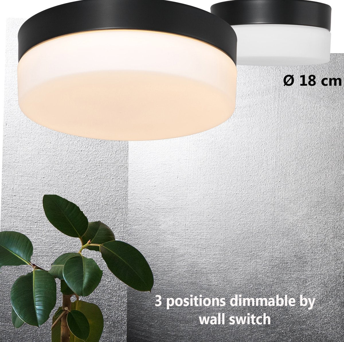 Plafondlamp Ikaro 1362ZW Zwart Ø18cm - Modern, Elektronica & Glas, Steinhauer