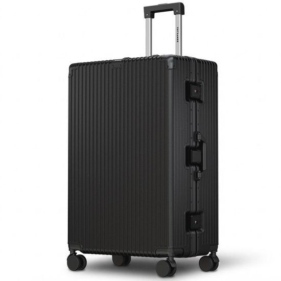 TRVLMORE Premium Reiskoffer 115L – Ritsvrij – Dubbel TSA-Slot – Aluminium Frame – Zwart