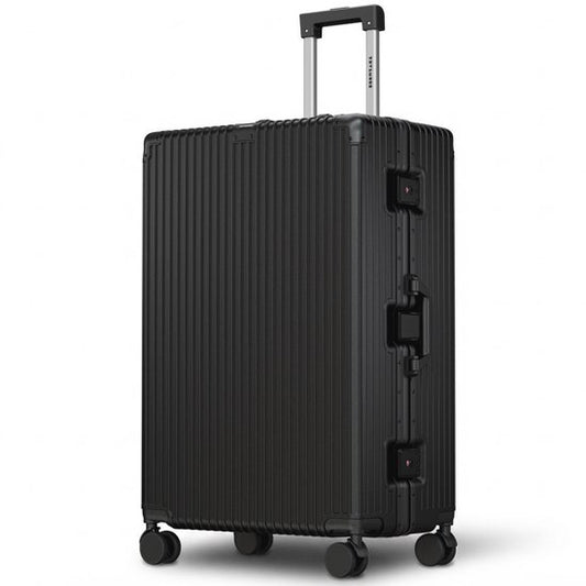 TRVLMORE Premium Reiskoffer 115L – Ritsvrij – Dubbel TSA-Slot – Aluminium Frame – Zwart