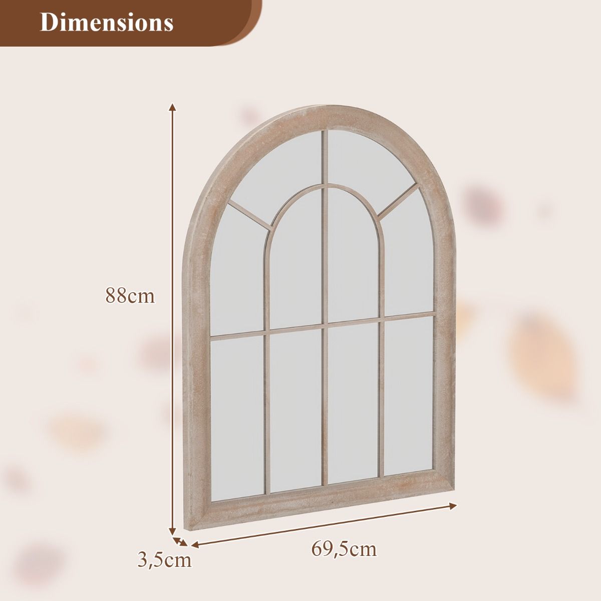Coast Raamkozijnspiegel - gebogen wandspiegel - metalen frame - grijs - 88 x 69,5 cm
