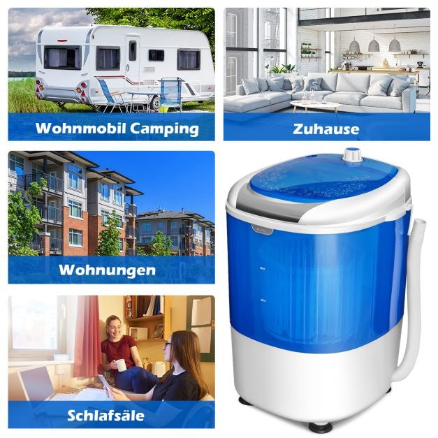 Mini wasmachine reiswasmachine wasmachine met centrifuge blauw