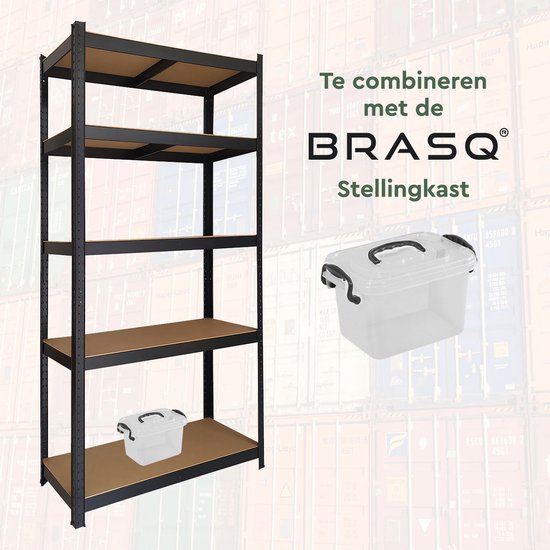 BRASQ Opbergbox 6 Liter - Set van 3 - Plastic Opbergbox - Transparant - Opbergbak - Opbergdoos met deksel