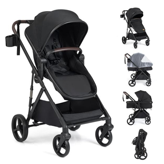 Coast 3-in-1 Kinderwagen – Omkeerbare Reiswieg – 59,5 x 74 x 112 cm – Zwart