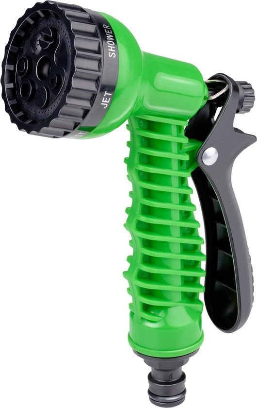 Kinzo Flexibele Tuinslang 20M - Incl. Opzetstuk - Sproeikop met 7 Spraystanden - Kunststof - Groen/Grijs