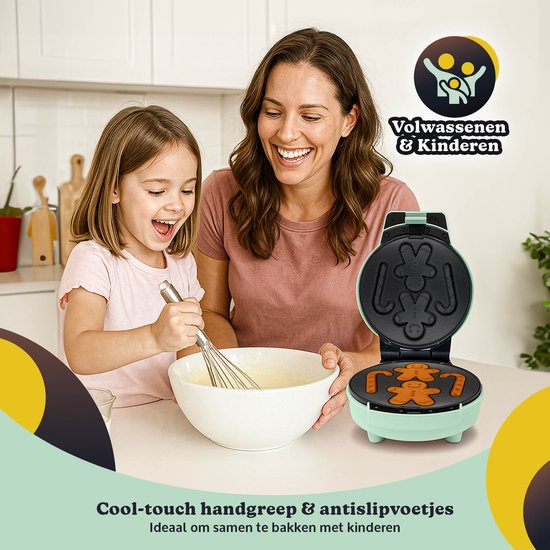 JAP Appliances Dough Joy Wafelijzer - Wafelmaker voor 1 Ronde Wafel - Anti aanbaklaag - indicatielampje - Wafels van 16x16 cm - Groen