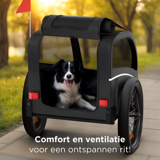 Trevopet® Hondenfietskar - Opvouwbare Fietskar Hond - Hondenkar - Geschikt voor E-Bikes - Tot 40 kg - Voor Middelgrote & Grote Honden - Zwart