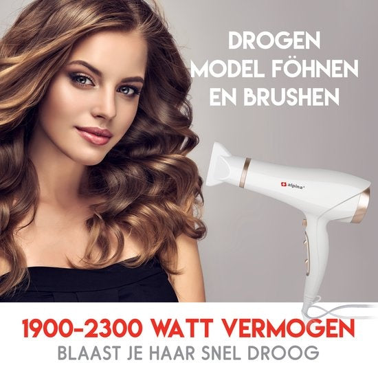 alpina Fohn - Haardroger - 2300W - Coolshot - Wit/ Rosé