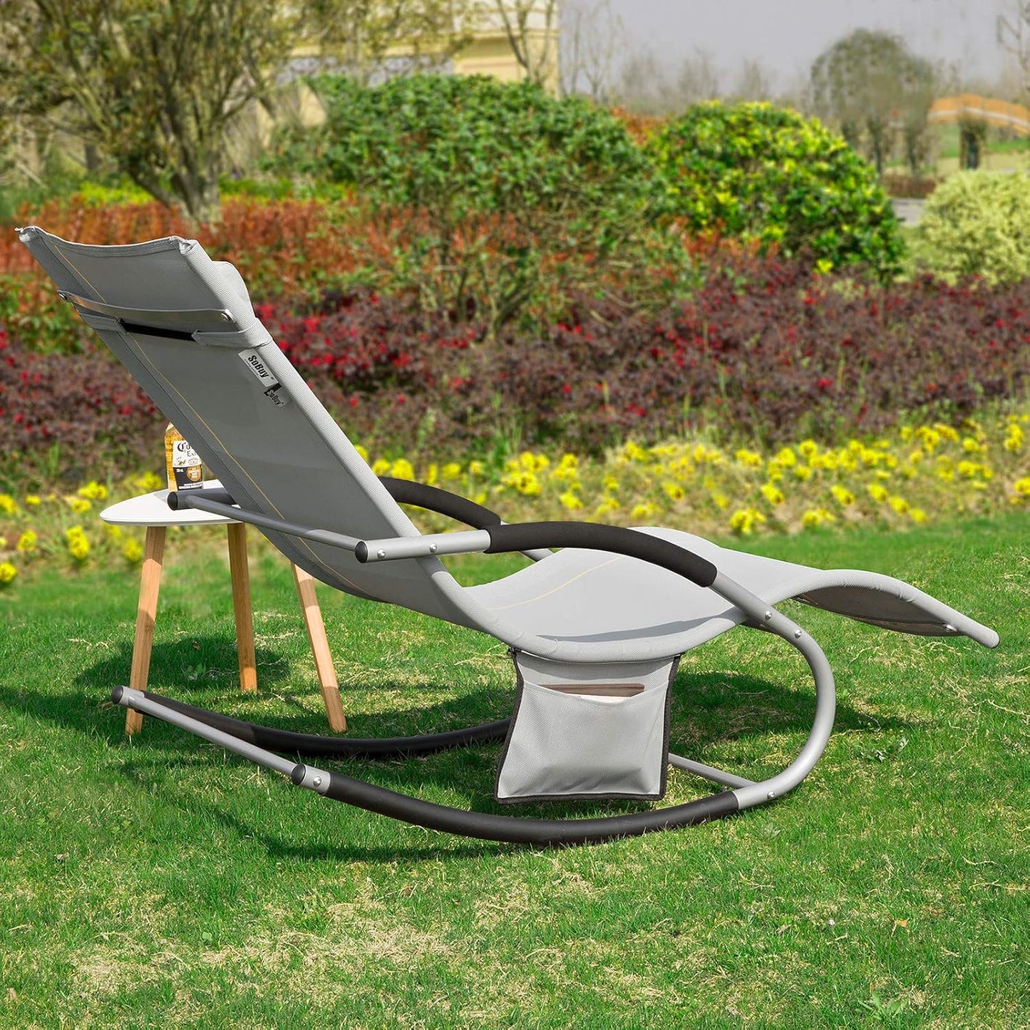 SoBuy OGS28-HGx2 - Set van 2 Schommelligstoelen - tot 120 kg - 145 x 63 x 86 cm - Grijs