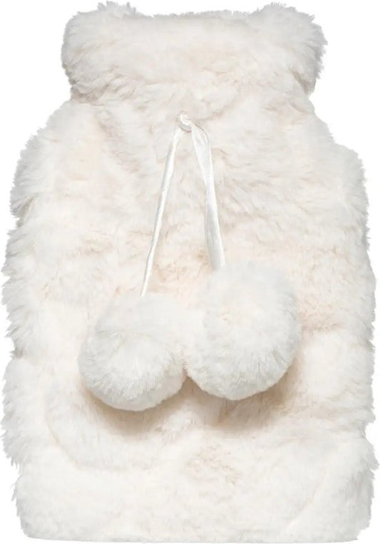 Feeric Warmwater kruik - wit - met hoes - fluffy pluche - 280 ml - bedkruik - kruik
