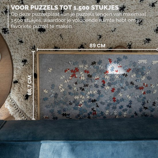 BREND BR-2224 Verstelbare Puzzelplaat met Opbergsysteem - 1500 Stukjes - Puzzelbord met Transparante Afdekplaat - Puzzeltafel met Antislip en 4 Lades