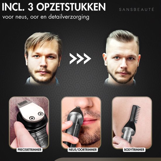 Professionele Draadloze 5-in-1 Tondeuse - Sansbeauté - Tondeuse Mannen Hoofdhaar - Cheveux Haar - Haartrimmer - Kapper Haar Machine - Haartondeuse - Trimmer Baard - Barbe Hair Clipper - Kapper Buddha Trimmer - Barber Set - Kappersset