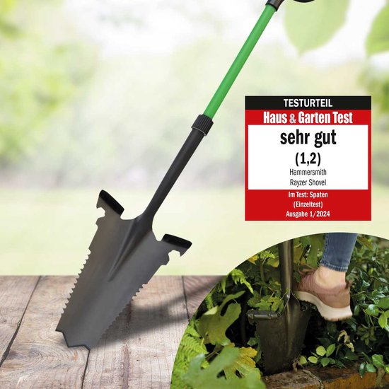 Hammersmith RayzerShovel All-in-One Spade - Tuiniersschop voor harde, steenachtige grond - Schop met wortelzaag en soft-touch handvat - Extra brede profielrand - Tuinschop - Mail Order Edition