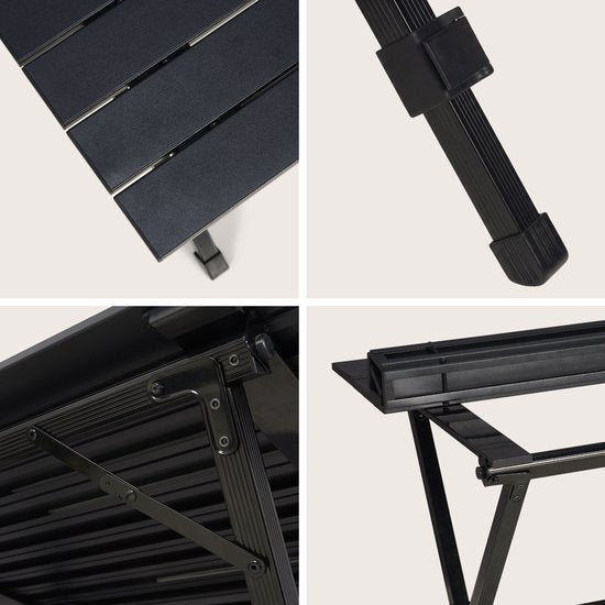 TRVLMORE Campingtafel - 80x58x71 cm - Lichtgewicht met Aluminium Frame - Vouwtafel Verstelbaar - Kampeertafel - Klaptafel - Zwart