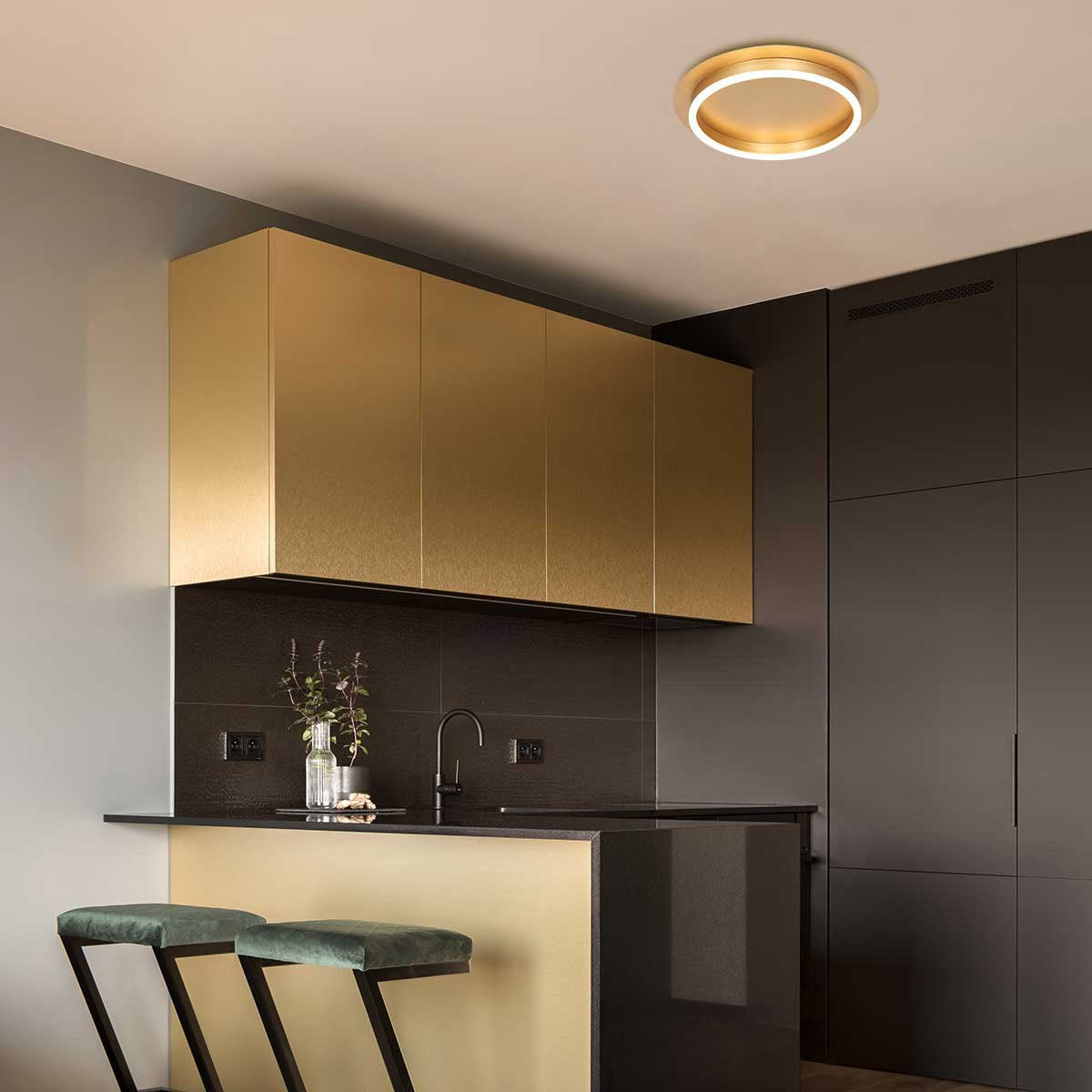 Plafonnieres Ringlux 3655GO gouden plafondlamp Ø32cm met geïntegreerde LED verlichting van Steinhauer