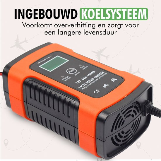 Travelhawk Acculader - Druppellader - Acculader Auto - Geschikt voor Motor Auto Scooter - 12V 6A