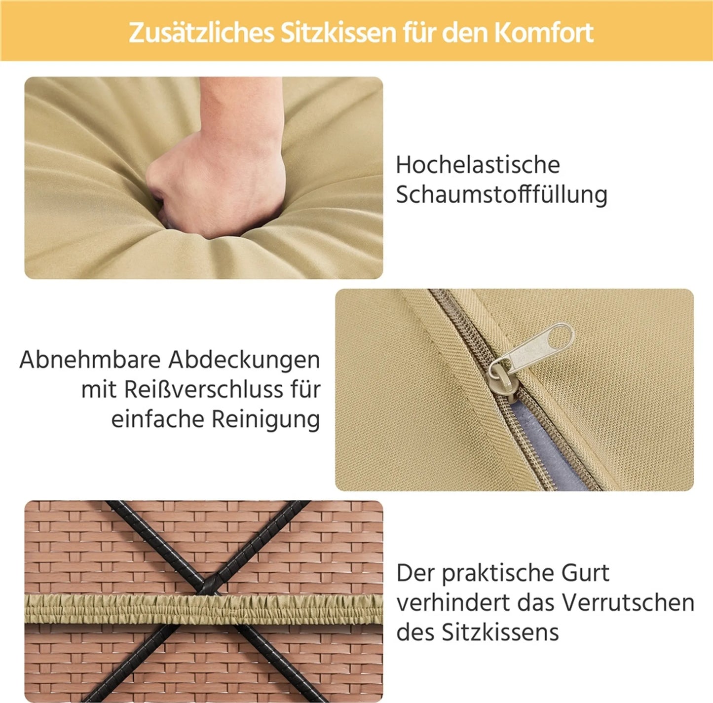 Yaheetech Kruk Met Opbergruimte 2 Stuks – Voorzien Van Verborgen Compartiment En Waterafstotend Rotanvlechtwerk En Gepoedercoat Metalen Frame – Voor Tuin Balkon En Woonkamer – Bruin Khaki Polyethyleen En Metaal – 40 x 40 x 42,5 cm