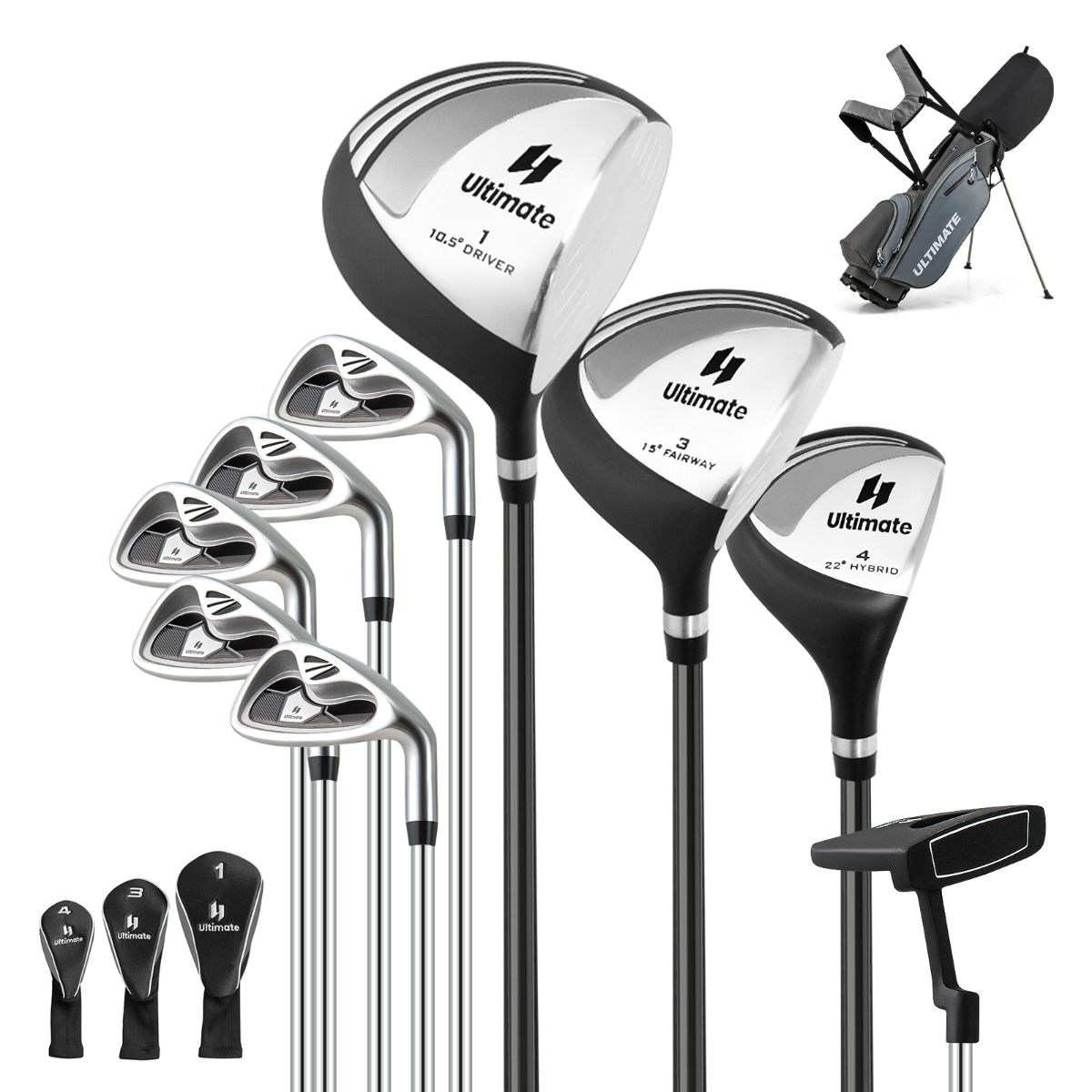 Coast Heren Golfset - 9-delig - Rechtshandig - Inclusief regenhoes - Grijs