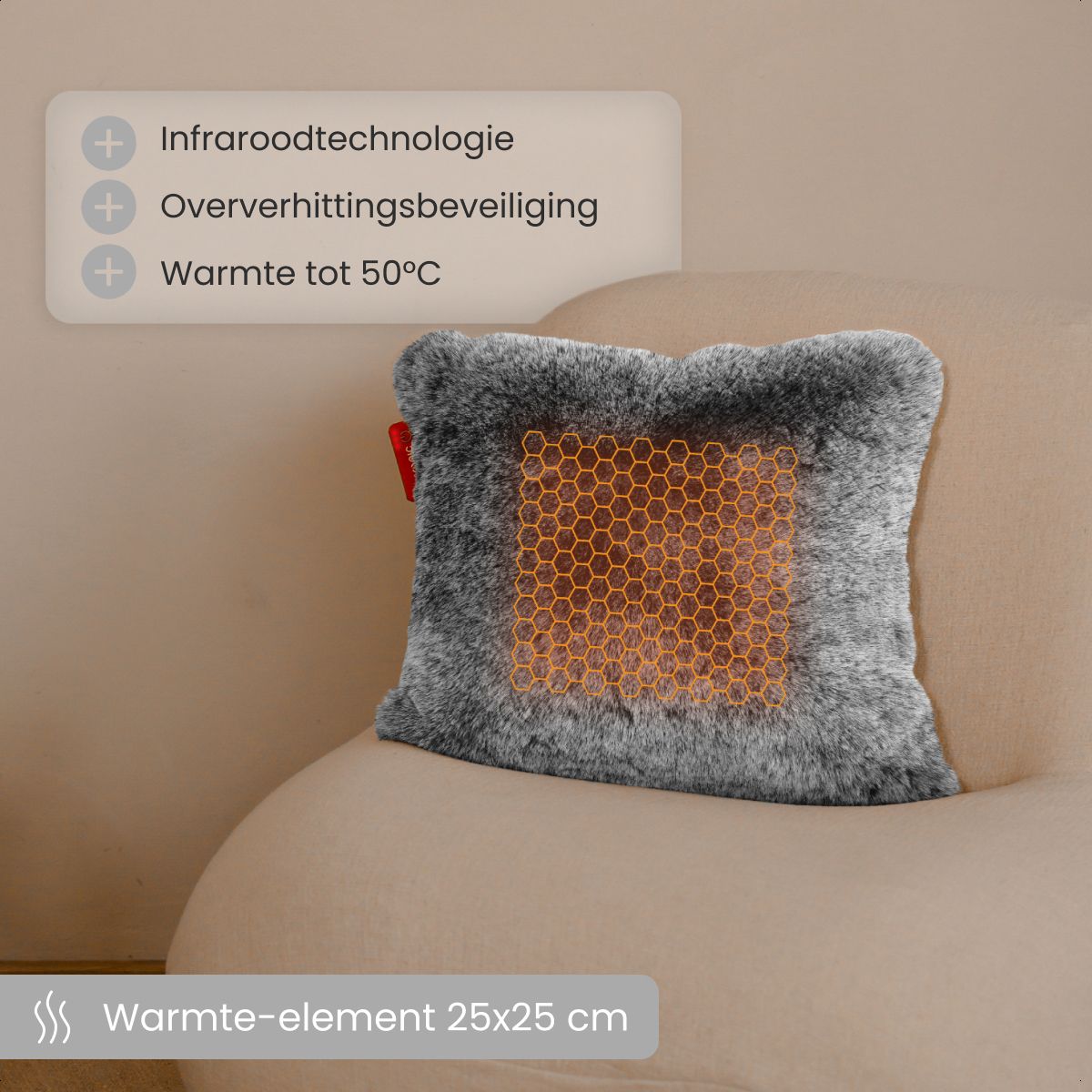 Warmtekussen Teddy - 45x45 - Grijs