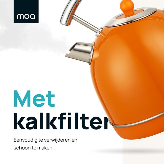 MOA Waterkoker Retro - 1,8L - Retro - 2200W - RVS - Oranje