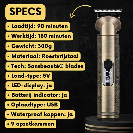 Sansbeauté 8-in-1 Baardtrimmer Mannen - Trimmer voor Baard en Lichaam - 0.5-15MM - Incl. 8 opzetstukken - Waterproof - All in One - Bodygroomer Mannen - Snor Trimmer - Tondeuse Barbe - Beard Trimmer - Trimapparaat - Multigroomer