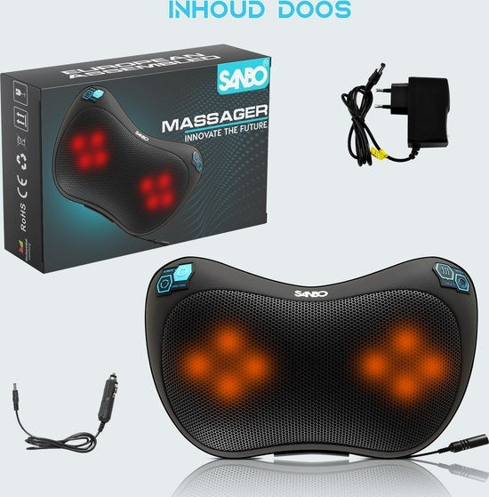 Sanbo Shiatsu Massagekussen - Draadloos - Massageapparaten - Met Warmtefunctie - Zwart