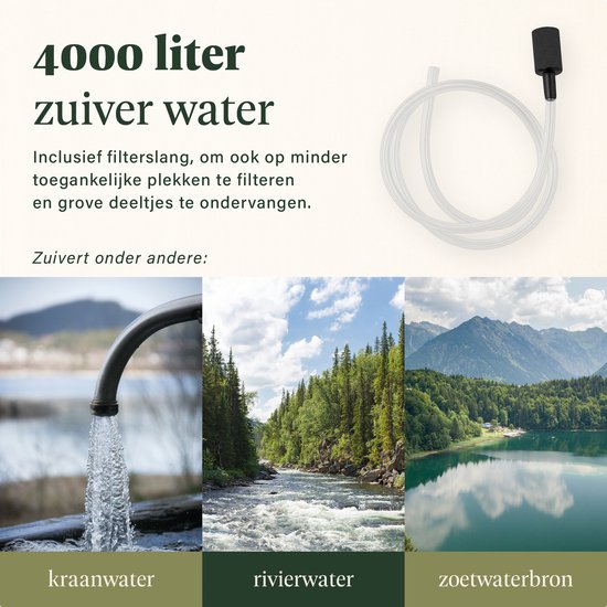 SURVEX Personal Water Filter Straw XL 4000L – Uniek KDF-55 filter – Waterfilter Survival & Outdoor – BPA-vrij – Noodpakket voor Thuis – Complete Set Waterzuiveringsapparaat – Drinkfles Waterzuivering Outdoor – Overlevingspakket – Blauw
