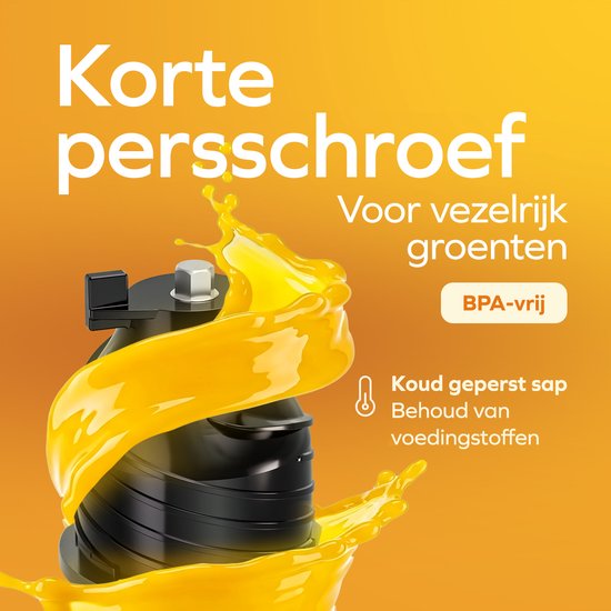 KitchenBrothers Slowjuicer - Verticaal - Juicer - Groenten en Fruitpers - 126 mm - 750 ml - Grijs