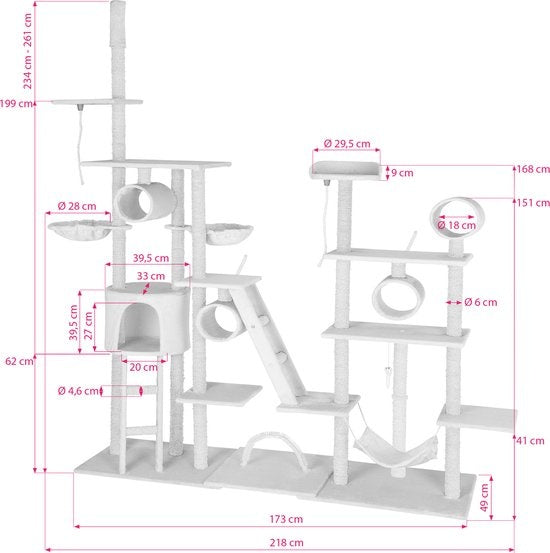 tectake® - Krabpaal Snooky 261cm zwart - 403918 - kattenkrabpaal - kattenpaal