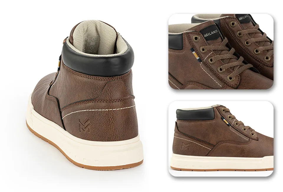 Milanoro Herensneakers Maat 43 - Stevige Profielzool - PU Leder - Cognac