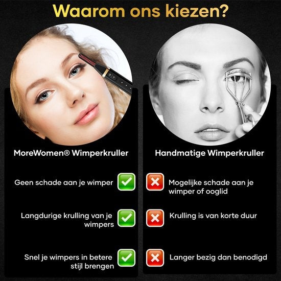 MoreWomen Wimperkruller Elektrisch - Verwarmbaar - 3 Standen - 24 uur resultaat - Incl Wimperborstel