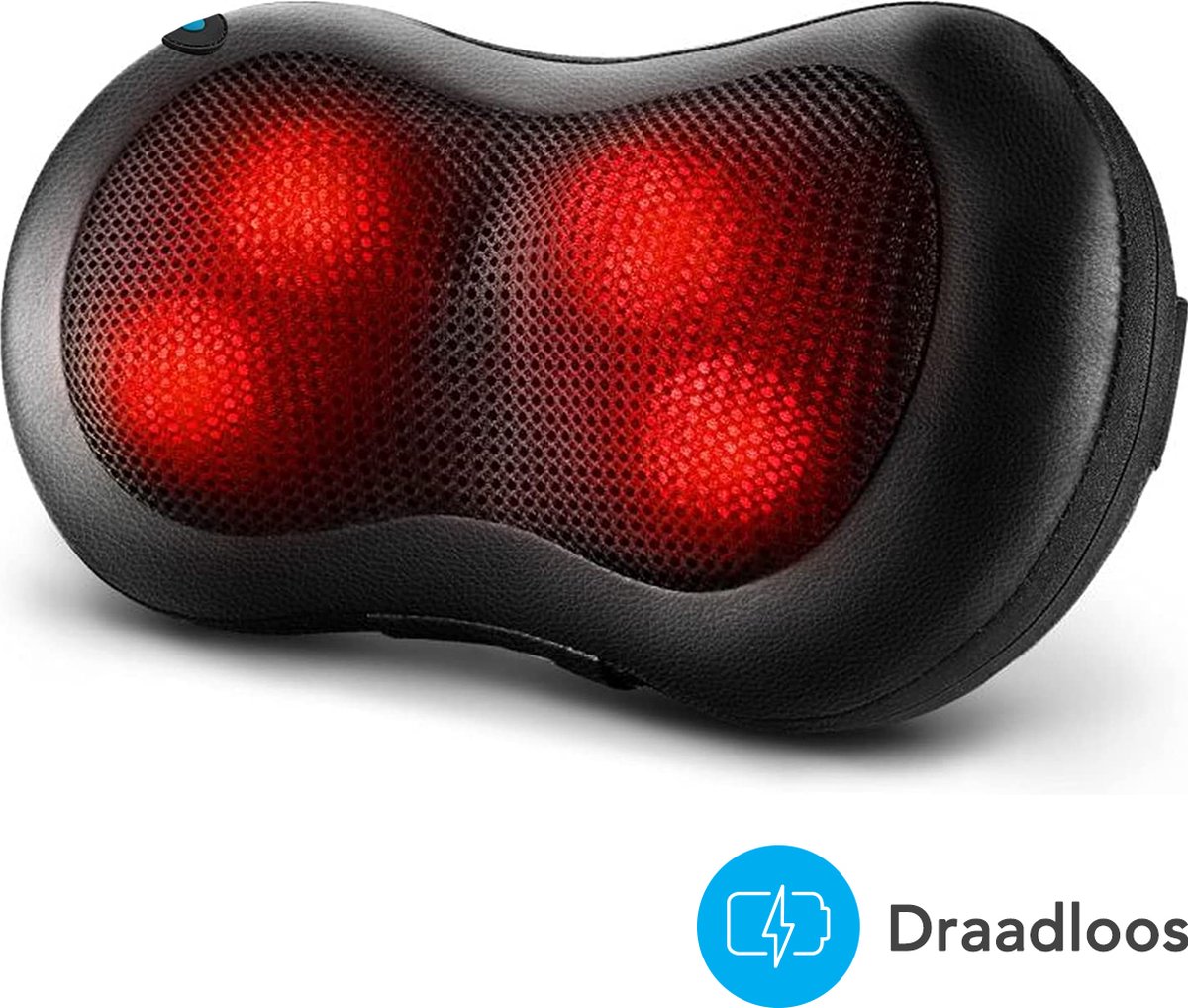 Auronic Draadloos Shiatsu Massagekussen – Zwart (45 × 38 × 14 cm)