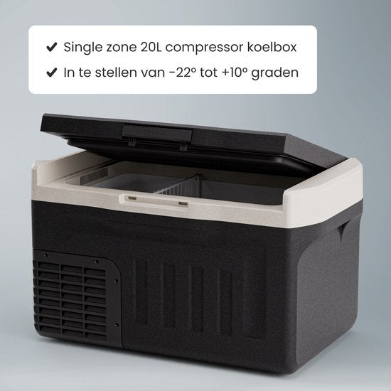 Auronic Elektrische Koelbox - Compressor - 21L - 12V en 240 volt - Camping Koelkast - Frigobox Auto - Zwart