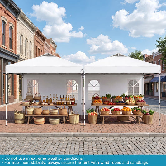 Coast Pop-up tuinpaviljoen - hoogteverstelbaar - met 4 afneembare zijwanden - wit 3x3 meter