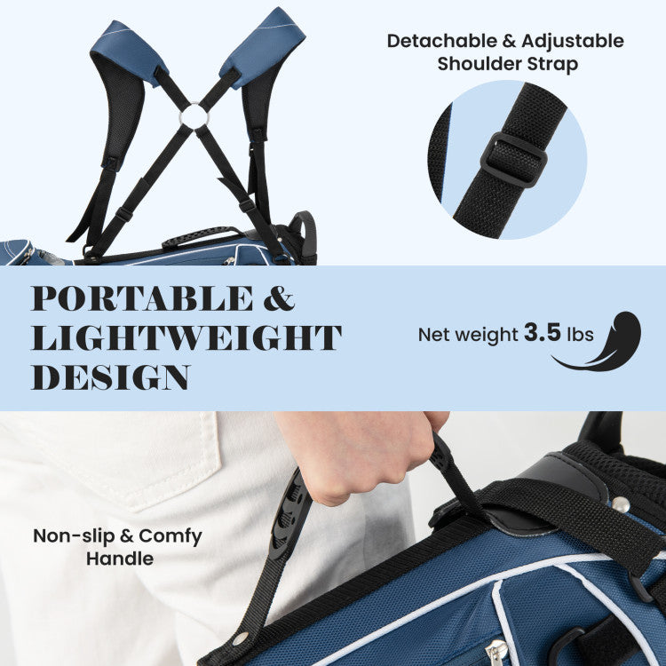 Coast Golf Stand Cart Bag – 4-weg verdeler – Lichtgewicht met 4 opbergvakken – Inclusief regenhoes – Handvatten en dubbele schouderriem – Afmetingen: 36 x 32 x 112 cm – Kleur: Zwart