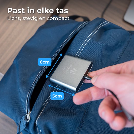 Nuvance USB C naar HDMI Adapter - USB C HDMI - USB Hub - UBS C naar USB A - 4K HDMI Splitter - PD100W Laptop Opladen