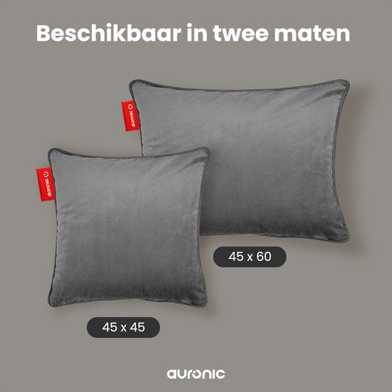 Auronic Warmtekussen - Velvet - 45x60 - Draadloos - Oplaadbaar - Elektrisch kussen - Infrarood - Grijs