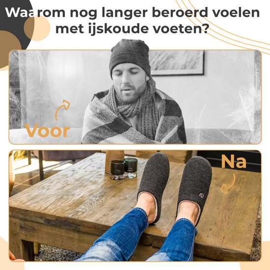 Pantoffels Heren - Sloffen - Maat 40/41 - Zwart - Anti-slip - Comfeet