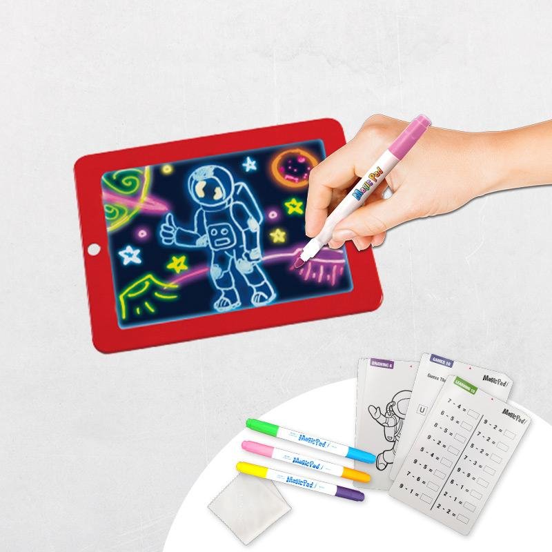 Magic Pad Maltafel - 8 Lichtmodi - Inclusief 30 Sjablonen - 3 Neonstiften - Tablet-Design