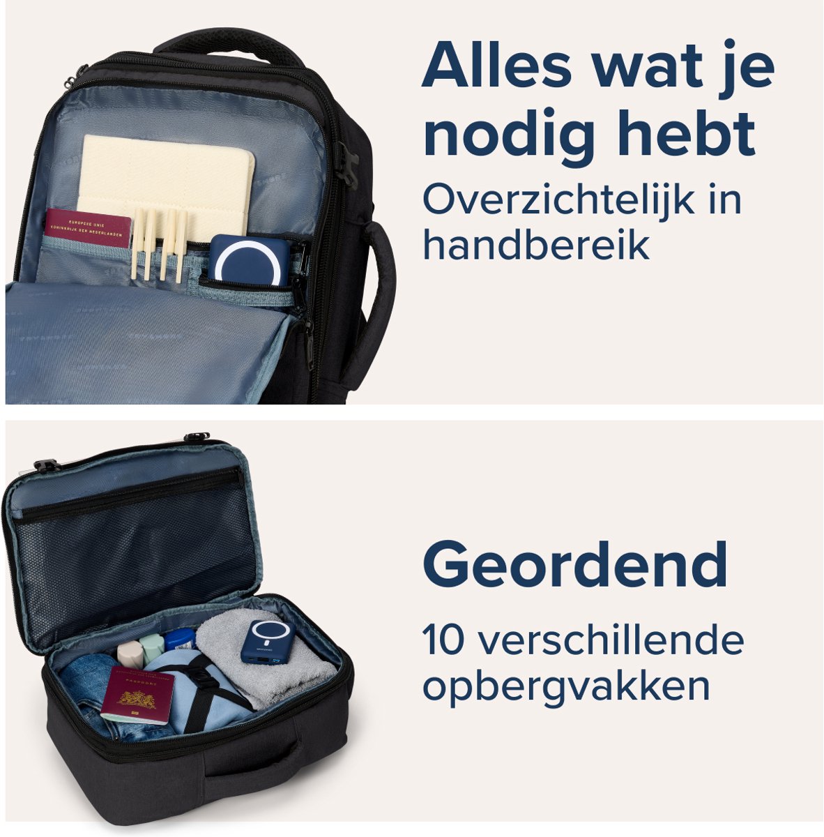 TRVLMORE Reistas - 25L Rugzak - Handbagage - Spatwaterdicht - Rugtas - Weekendtas - Dames en Heren - Antraciet