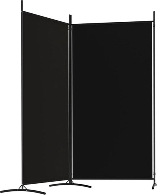 vidaXL - Kamerscherm - met - 2 - panelen - 175x180 - cm - stof - zwart