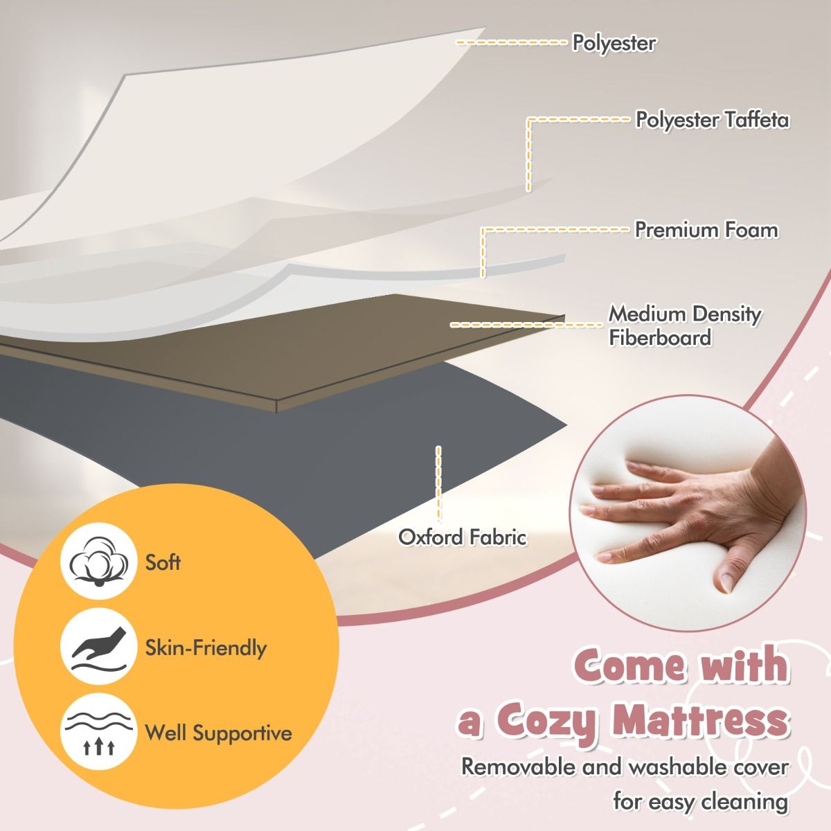 Coast 3-in-1 Babybed - verstelbare hoogte - opvouwbaar reisbed met matras - grijs
