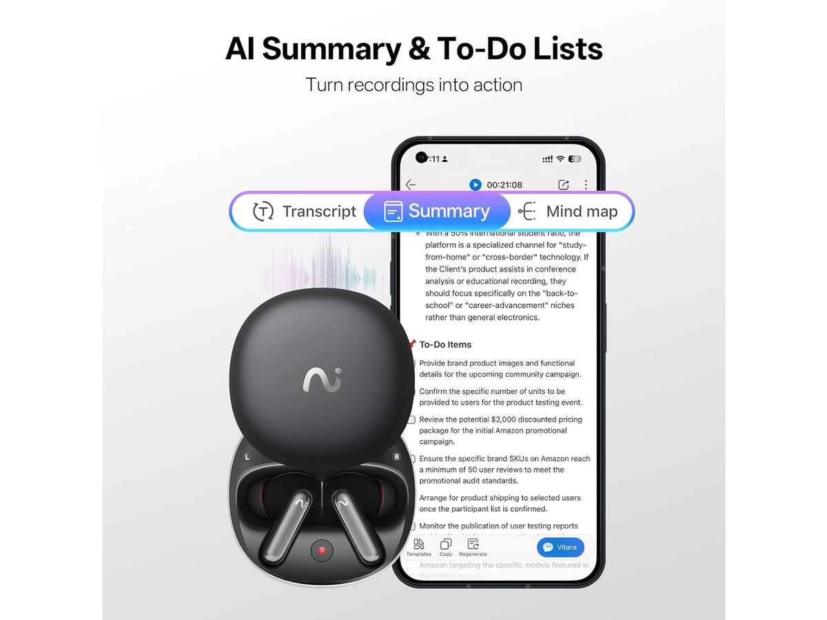 Viaim RecDot AI VoiceRec In-Ears - Refurbished - AI Transcriptie & Vertaling - Zwart