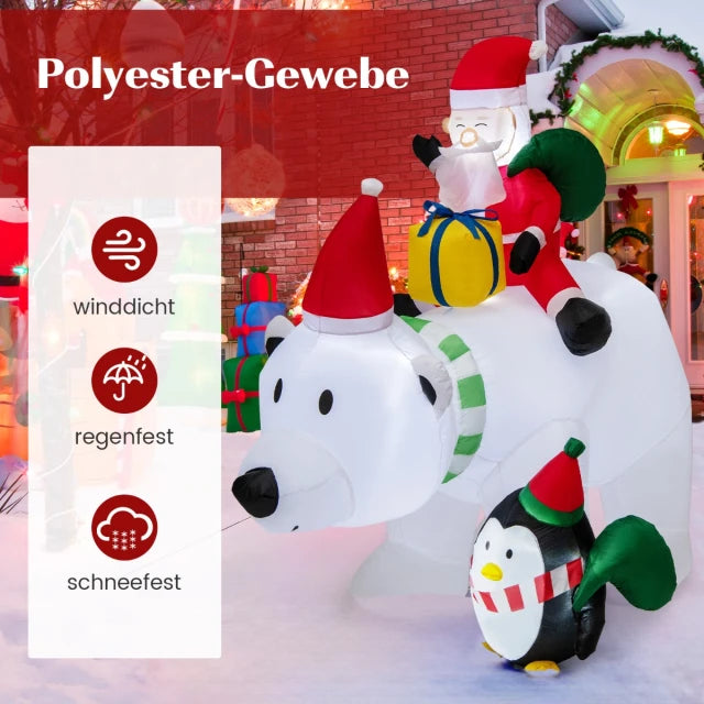 Costway Opblaasbare Kerstdecoratie – Incl. LED & Accessoires – 230 x 70 x 210 cm – Veelkleurig