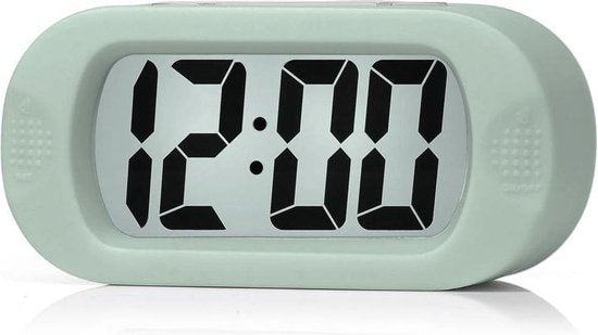 JAP AP17 digitale wekker - Stevige alarmklok - Met snooze en verlichtingsfunctie - Beschermhoes van rubber - Pastelle Groen