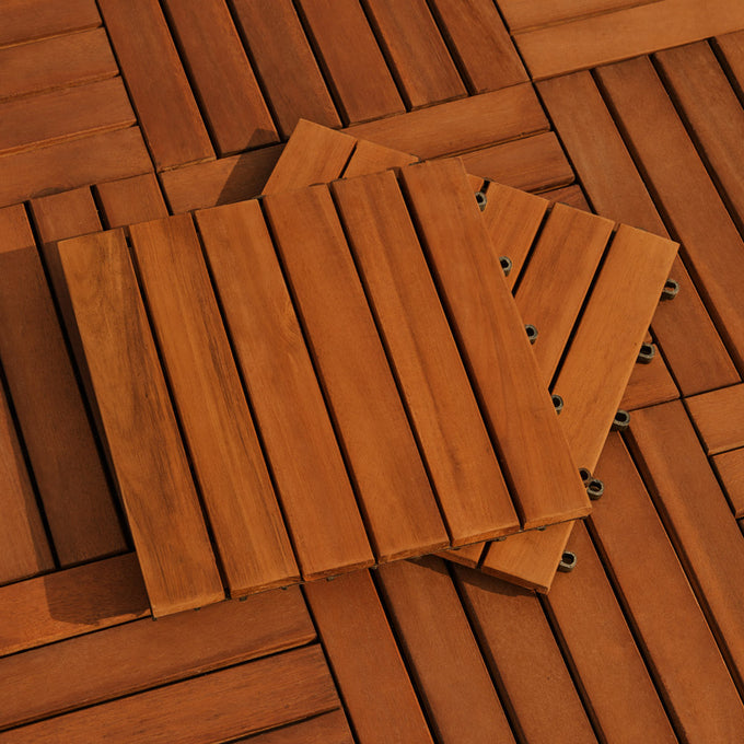 Casaria Acacia houten tegelset van 11 stuks, 30x30cm